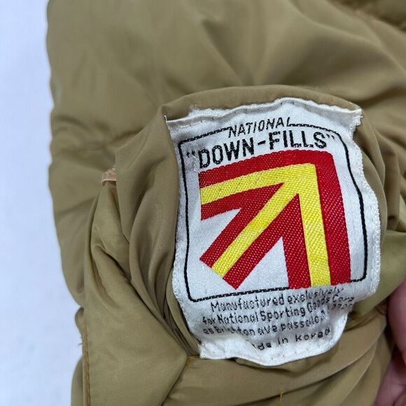 Vtg 80s National Vest Men S Green Tan Reversible Down Fills Puffer Marty McFly - Picture 4 of 12